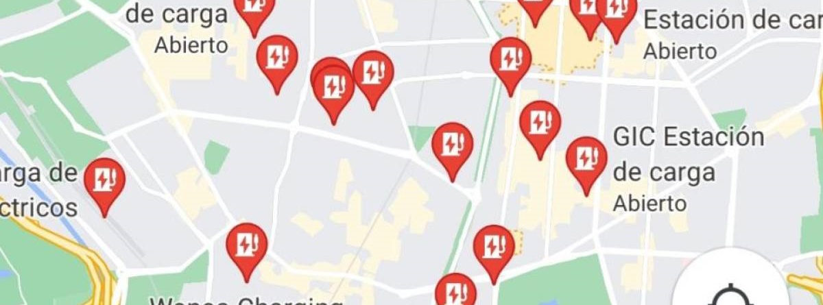 Detalle google maps puntos de recarga publicos 